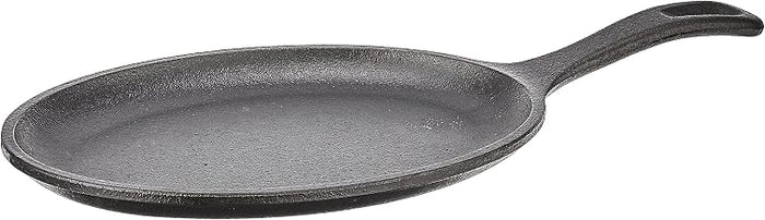 Lodge Pre-Seasoned Cast Iron Oval Fajita Pan, PFAS-Free, 10 x 7.5 Inches | Signature Handle Cast Iron Fajita Skillet for Oven, Stove, Grill & Campfire, Serves Directly at Table