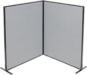 Global Industrial 48-1/4"W x 60" H Freestanding 2-Panel Corner Room Divider, Gray