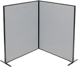 Global Industrial 48-1/4"W x 60" H Freestanding 2-Panel Corner Room Divider, Gray