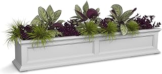 Mayne Fairfield 60in Self-Watering Rectangular Window Box Planter, White | Self-watering, All season, Fade resistant, Mounting brackets included, Built-in overflow, 15-year warranty