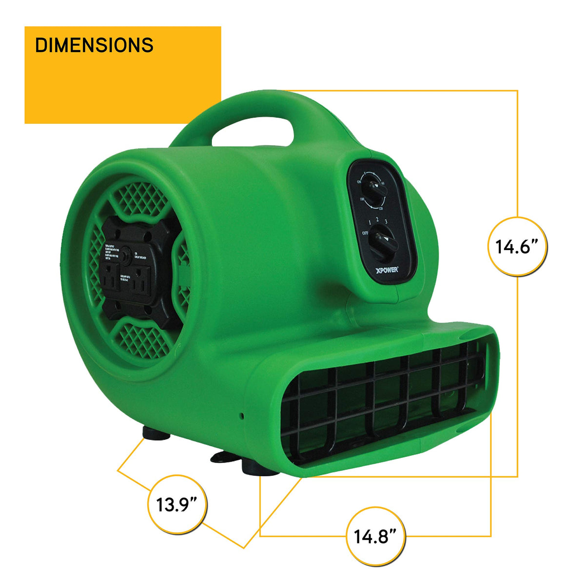 XPOWER 13.9 x 14.8 x 14.6 inches / Pro P-430AT / Green Floor Fans