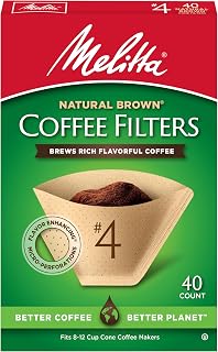 Melitta #4 Cone Coffee Filters, Unbleached Natural Brown, 40 Count (Pack of 12) 480 Total Filters Count - Packaging May Vary