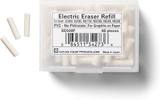Sakura SumoGrip EE-3000 Electric Eraser Refill - Vinyl Erasers for Mechanical Eraser - 60 White Art Eraser Refills