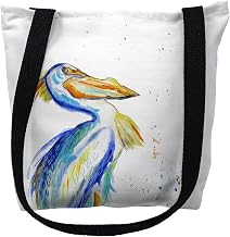 Betsydrake TY1010G 18 x 18 in. Watercolor Pelican Tote Bag - Large Black