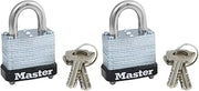 Master Lock 105D Wide Warded Padlock, 1-1/8-inch, Steel,Silver (Pack of 2)