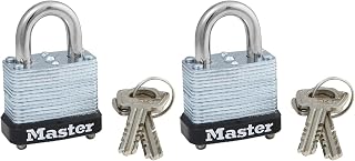 Master Lock 105D Wide Warded Padlock, 1-1/8-inch, Steel,Silver (Pack of 2)