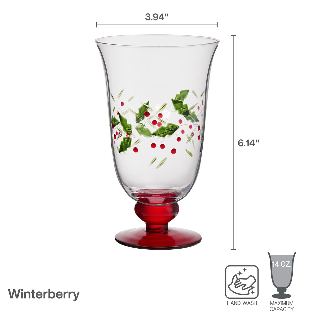Pfaltzgraff Winterberry Water Goblets, 14 Ounces, Set of 4