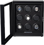 Paragon 9 Macassar Automatic Watch Winder Box for Automatic Watches, 9 Slot Macassar Wood with RGB LED Light