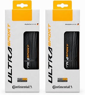 Continental Ultra Sport III - Black/Brown - Road Bike Tire | Versatile Road Tire with Modern Tread Design - E25 Ebike Rated - PureGrip, 2 Pack