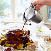 Thsinde Insulated Gravy Boat with Lid, 450ml Double Wall, Silver