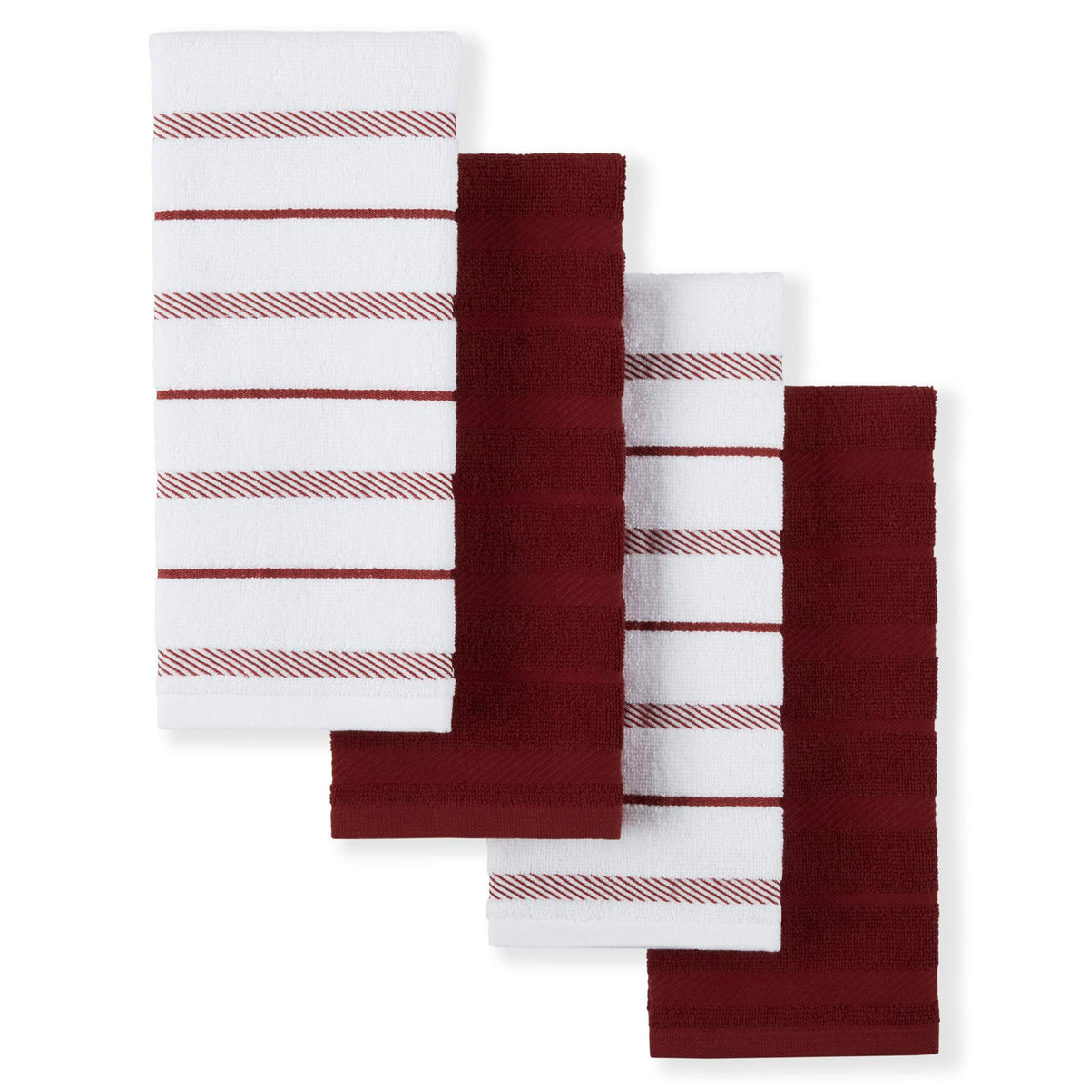 KitchenAid Albany Kitchen Towels, 16x26 Inch, Smoked Paprika Red and White, 4 Pack