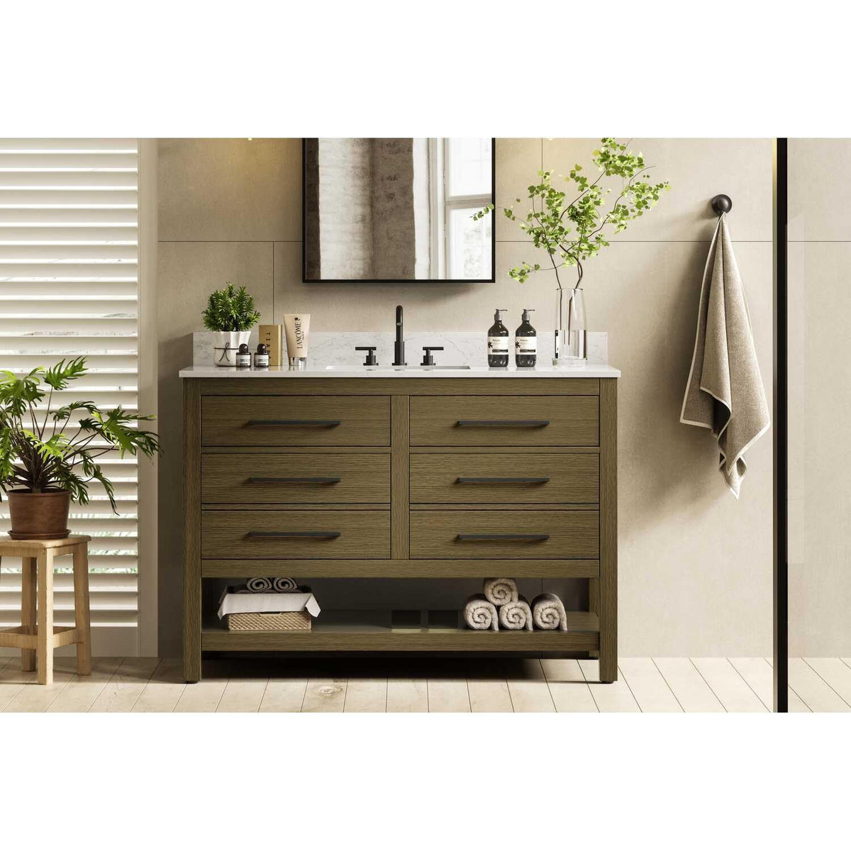 Karson Bathroom Vanity Chestnut Brown by Lighting Design – Wood, Chestnut Brown, Model VF60548MCB-BS