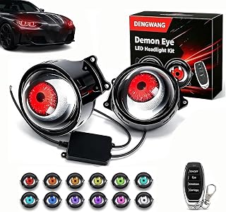 Demon Eyes Survival Kit, Dynamic Demon Eye Headlights for Car (33 Modes-2) | 33 Mode with Remote Control, Halloween LED Devil Eyeball Fog Lights Headlights Universal for Car, SUV and Motorcycle
