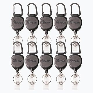KEY-BAK Sidekick Professional Heavy Duty Self Retracting ID Badge/Key Reel with Retractable Kevlar Cord, 24" Black (10 Count)