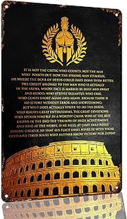 Spartan Helmet Coliseum Motivational Quote Vintage Metal Signs 8x12 Inch