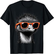 Cool Emu Bird Wearing Sunglasses Graphic Art T-Shirt