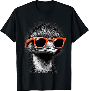 Cool Emu Bird Wearing Sunglasses Graphic Art T-Shirt