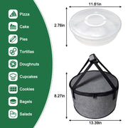 Aufind Pie Carrier Set, 12 Inch Round with Insulated Bag, Grey