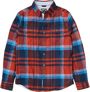 MARMOT Men's Del Norte Midweight Plaid Flannel Shirt in Picante Red and Blue, Size Medium