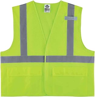 Ergodyne unisex-adult High Visibility Reflective Safety Vest, Type R, Class 2, Two Exterior Pockets, Hook & Loop Closure
