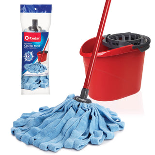 Microfiber Cloth Mop & QuickWring Bucket with Extra Refill by O-Cedar – 2 Piece Set, Plastic, Model O-Cedar Microfiber Cloth Mop & QuickWring Bucket with Extra Refill, 2 Piece Set