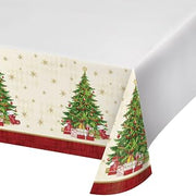 Creative Converting Border Print Plastic Tablecover, Tasteful Tree