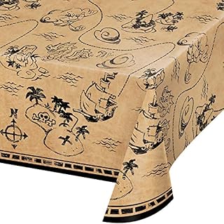 Creative Converting Treasure Island Pirate Plastic Tablecloth, 1 ct Multi Color, 22"
