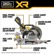 20V MAX XR 12 in. Double Bevel Sliding Miter Saw Kit () by DEWALT – Blend, Black, Yellow, Model DCS785WW1