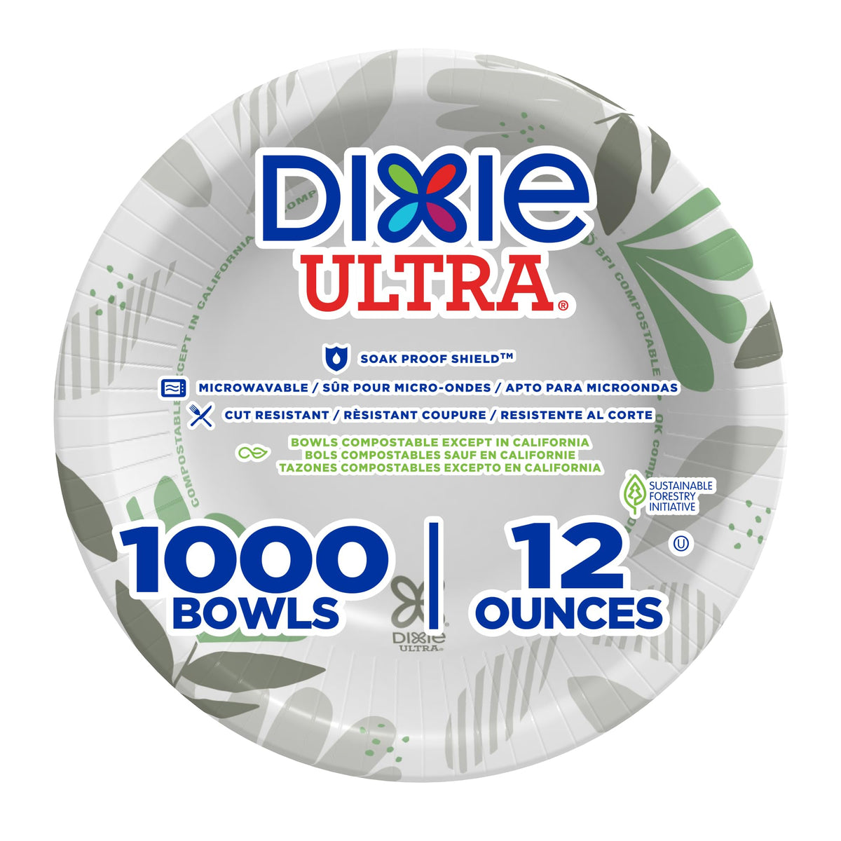 Georgia-Pacific Dixie Ultra Heavy-Weight 12 oz. Paper Bowl by GP PRO (Georgia-Pacific), Pathways, SX12PATH, 1,000 Count (125 