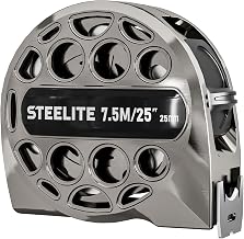 Steelite Tape Measure 25'FT Foot Stainless Steel Retractable Measuring Tape Cool Gray