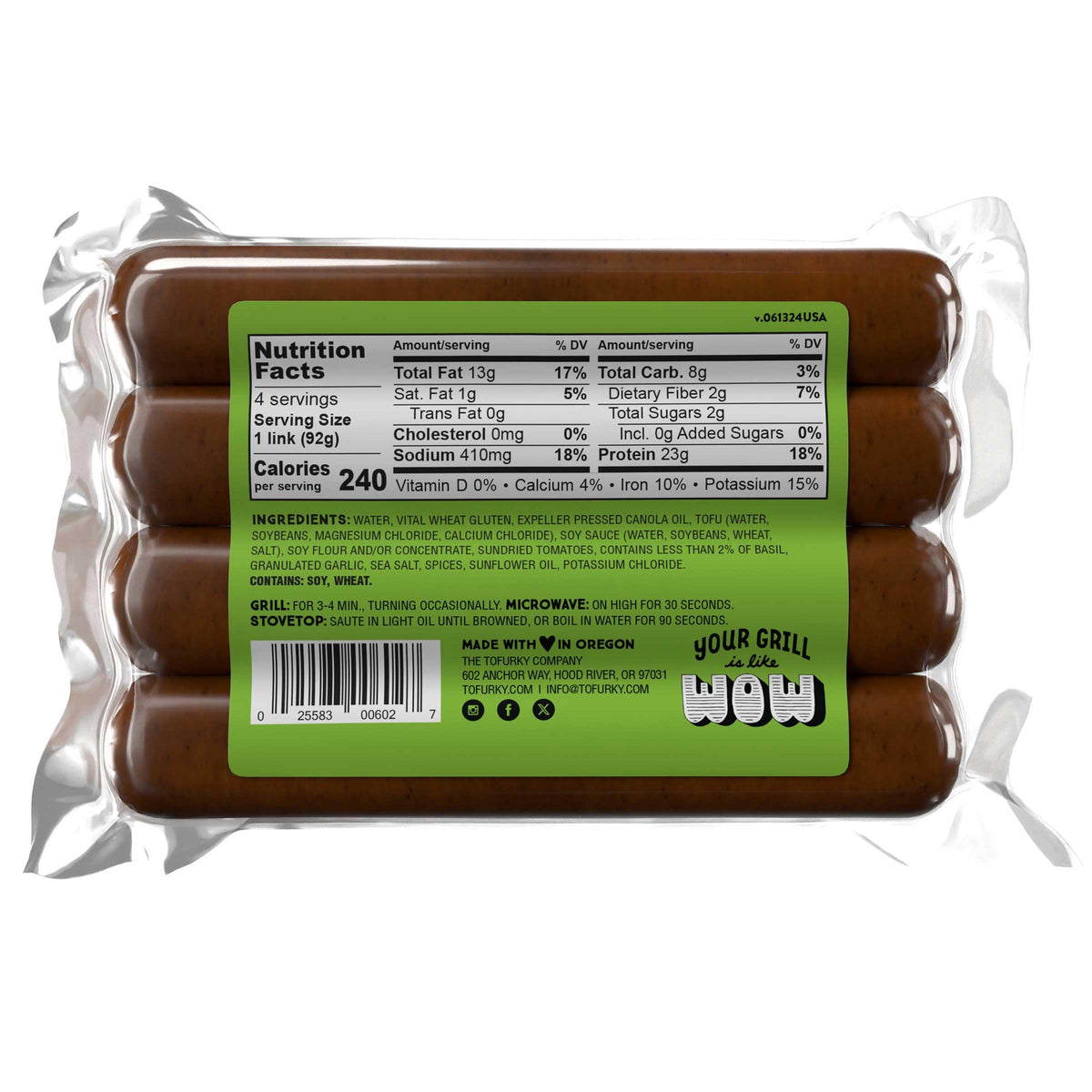 Italian Sausage by Tofurky – 14 ounce, Pack of 5