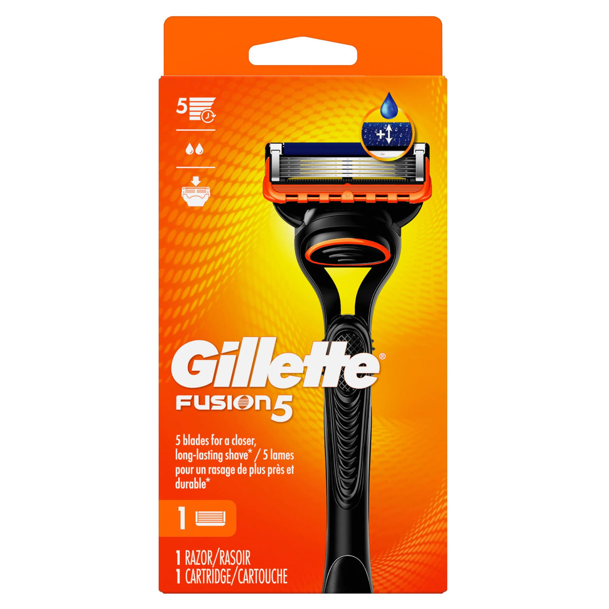 Fusion5 Razor for Men by Gillette – 1 Count (Pack of 1), Plastic, Silver