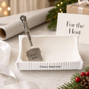 Mud Pie Ceramic Can-Berry Serving Dish With Spatula, White