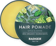 Badger Organic Hair Pomade for Men, 2 oz Tin | Subtle Masculine Scent, Medium Hold & Shine Finish, Nourishes Hair & Scalp, Mens hair pomade, Medium hold pomade