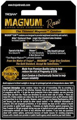 TROJAN Magnum Large Size Raw Lubricated Latex Condoms, 3 Count