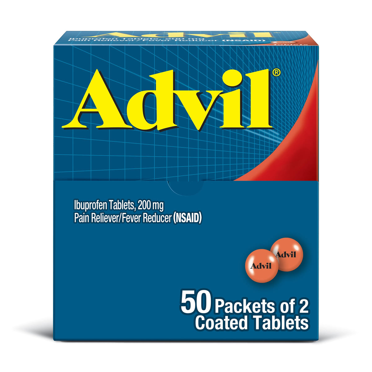 Tablet Packets by Advil – 2 Count (Pack of 50), 100% First Aid Only, Blue, Model F00573015489Z