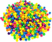 Hygloss Products Plastic Craft Beads Economy Size-Barrel Pony Jewelry, Keychains and More-Resealable Bag- 6x9 mm, Neon Multi