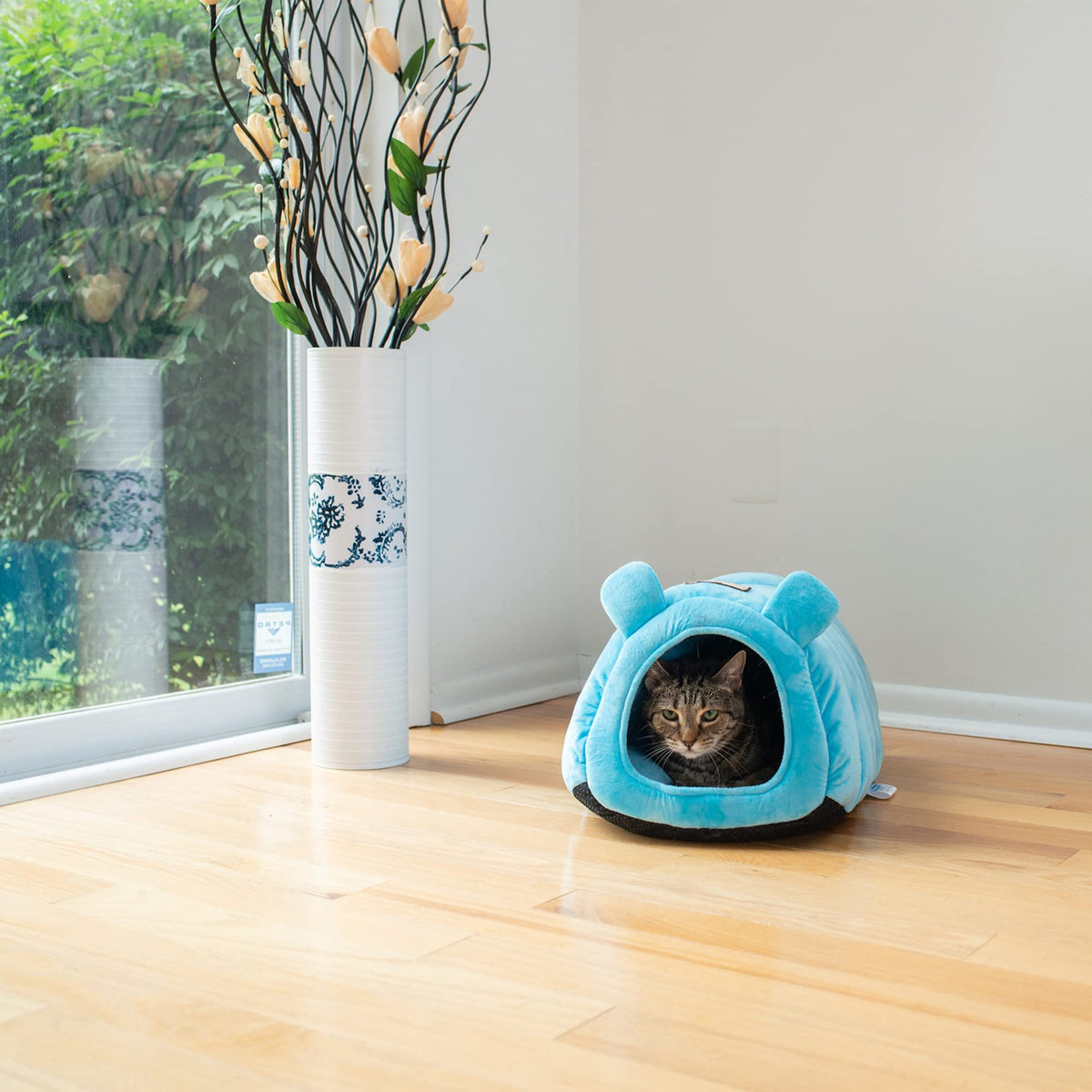 Cat Bed Model Tube Shape by Armarkat – 20 x 14 x 11, Fabric, Sky blue, Model C90CTL