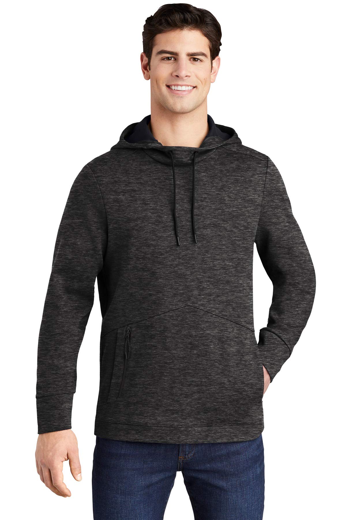 Unisex Triumph Hooded Pullover Black Heather by SPORT-TEK – X-Small, Black Heather, Model ST280