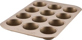 Farberware Nonstick Muffin Pan, 12-Cup Cupcake Pan, Mocha Baking Pan