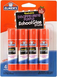 Elmer's Washable School Glue Sticks, Disappearing (4 Pack) [Set of 3]