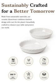 Fobenta Ceramic Pie Dish, 9 Inch 36oz Deep Fluted, Petal Weave