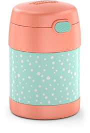 FUNTAINER Kids Food Jar with Spoon by THERMOS – 10 Ounce, 10.0 fluid_ounces, Stainless Steel, Pastel Delight, Model F3101BF6