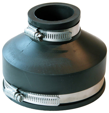 4-Inch to 1-1/2-Inch Flexible Reducing Coupling With Clamp by Fernco – 4" x 1 1/2", Polyvinyl Chloride, Black, Model P1056-415