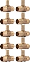 SharkBite 3/4 Inch x 3/4 Inch x 1/2 Inch Crimp Reducing Tee, Pack of 10, Brass Plumbing Fitting, PEX Pipe, PE-RT, UC412LFA10