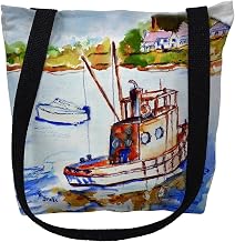 Betsy Drake TY165S 13 x 13 in. Tug Boat Small Tote Bag Black