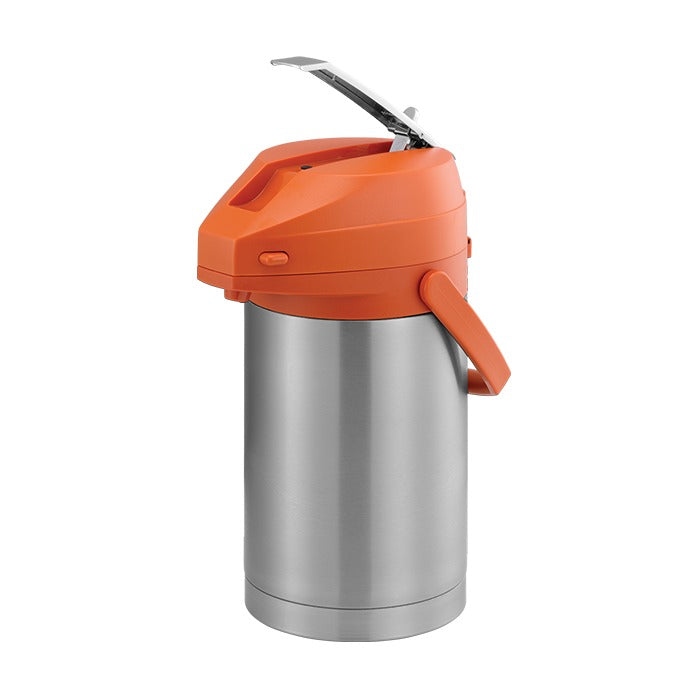 Service Ideas Color-Me-SVAC Stainless Steel Airpot, 2.5 Liters - Orange Silver