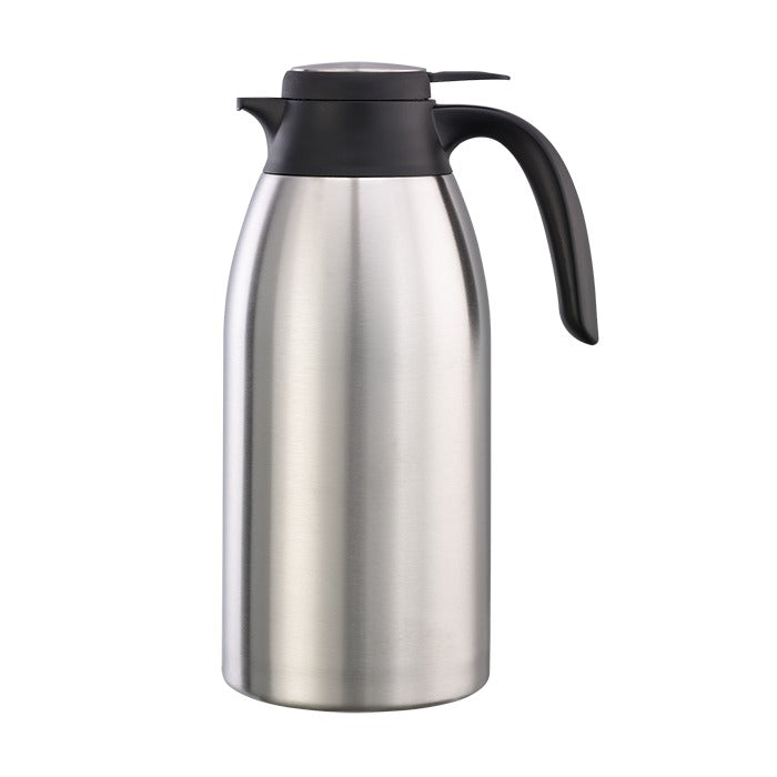 Service Ideas Flow Control Coffee Carafe Server, Silver - 2 Liters 67.6 oz.