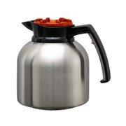 Service Ideas Brew 'N' Pour Stainless Steel Coffee Carafe Server, 1.9 Liters 64.2 oz., Silver - Orange
