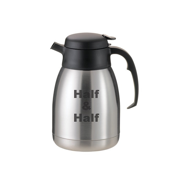 Service Ideas SteelVac Insulated Creamer, 1.5 Liters 50.7 oz., Silver - "Half & Half"
